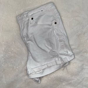 High Waisted White Denim Shorts